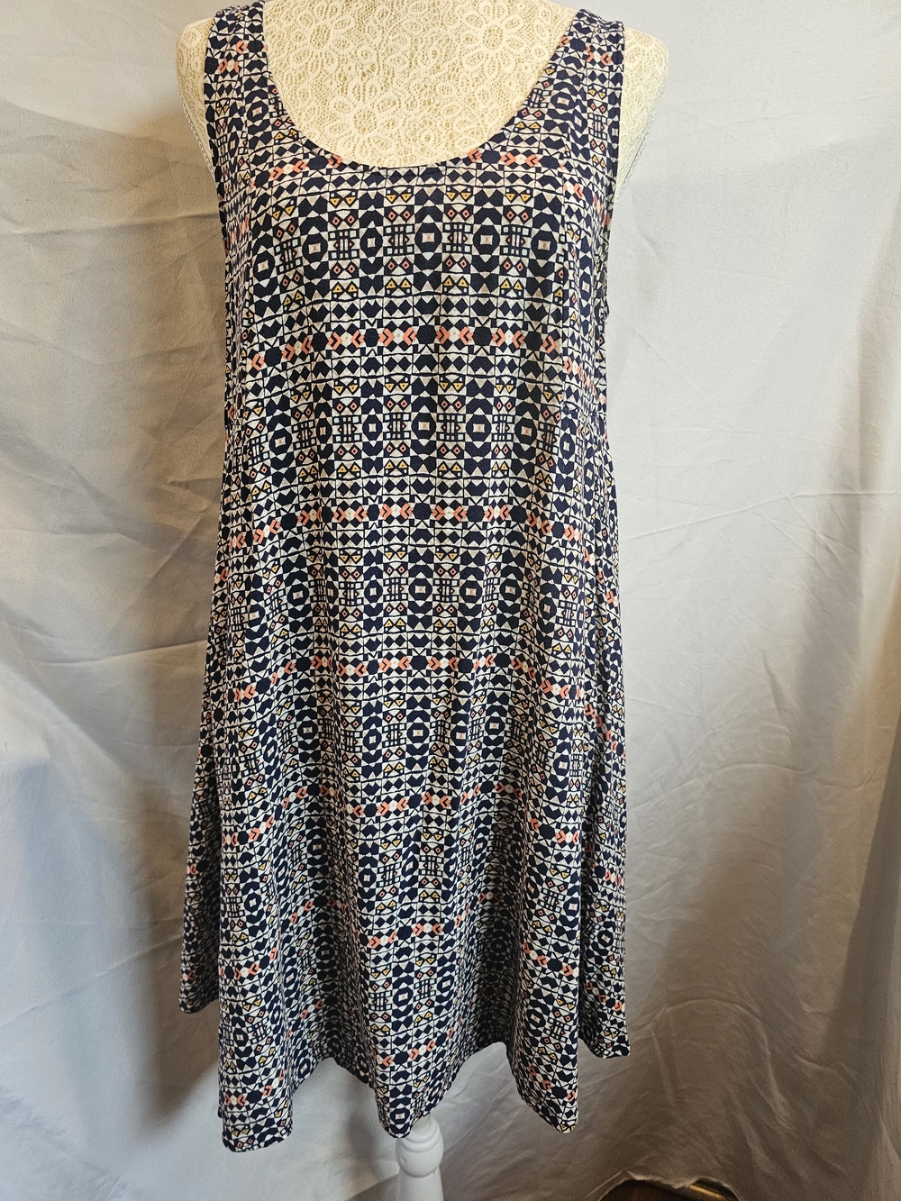 H&M Navy Geometric Tank Sundress.  Sz 10
